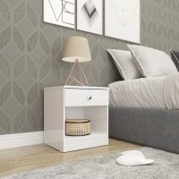 Denver 1 drawer bedside in white