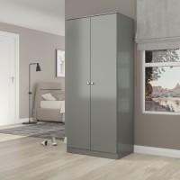 Denver 2 door wardrobe grey or white