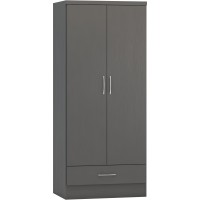 Nevada 2 door 1 drawer wardrobe in 3D effect grey
