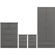 Nevada 2 door bedroom set in 3D effect grey
