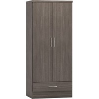 Nevada 2 door 1 drawer wardrobe in black wood grain