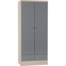 Nevada 2 door 1 drawer wardrobe in grey
