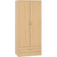 Nevada 2 door 1 drawer wardrobe in sonoma oak effect