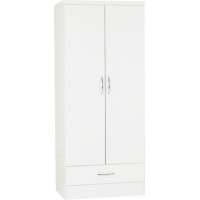 Nevada 2 door 1 drawer wardrobe in white