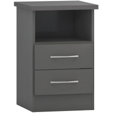 Nevada 2 drawer bedside in 3D effect grey