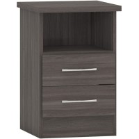 Nevada 2 drawer bedside in black wood grain