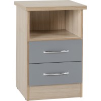 Nevada 2 drawer bedside in grey