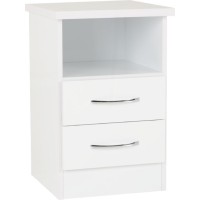 Nevada 2 drawer bedside in white