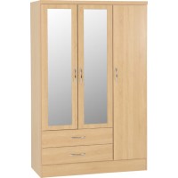 Nevada 3 Door 2 Drawer Mirrored Wardrobe in sonoma oak effect