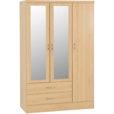Nevada 3 Door 2 Drawer Mirrored Wardrobe in sonoma oak effect