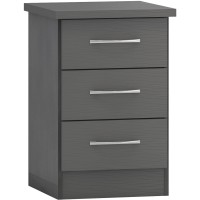 Nevada 3 drawer bedside in 3D effect  grey