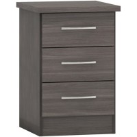 Nevada 3 drawer bedside in black wood grain