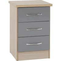 Nevada 3 drawer bedside in grey