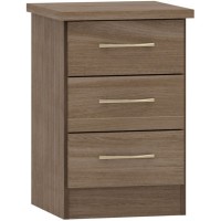 Nevada 3 drawer bedside in rustic oak effect