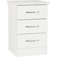 Nevada 3 drawer bedside in white