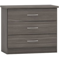 Nevada 3 drawer chest of drawers in black wood grain