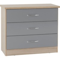 Nevada 3 drawer chest of drawers in grey