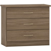 Nevada 3 drawer chest of drawers in rustic oak effect