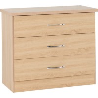 Nevada 3 drawer chest of drawers in sonoma oak effect