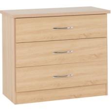 Nevada 3 drawer chest of drawers in sonoma oak effect