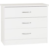 Nevada 3 drawer chest of drawers in white
