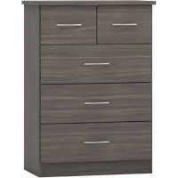 Nevada 3+2 chest of drawers in black wood grain