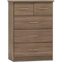 Nevada 3+2 chest of drawers in rustic oak effect