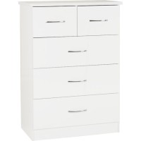 Nevada 3+2 chest of drawers in white