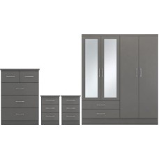 Nevada 4 door bedroom set in 3D effect grey