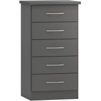 Nevada 5 drawer narrow chest in 3D effect grey