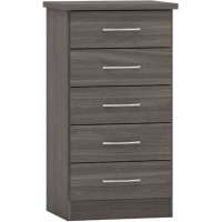 Nevada 5 drawer narrow chest in black wood grain