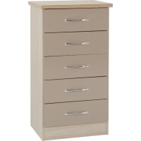 Nevada 5 drawer narrow chest in oyster