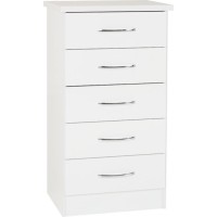 Nevada 5 drawer narrow chest in white