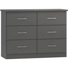 Nevada 6 drawer chest in 3D effect grey