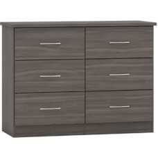 Nevada 6 drawer chest in black wood grain
