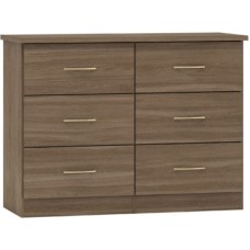 Nevada 6 drawer chest in rustic oak effect