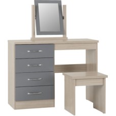 Nevada 4 drawer dressing table set in grey