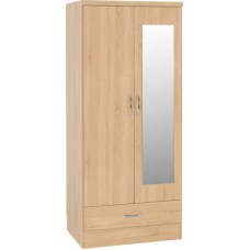 Nevada 2 door mirrored wardrobe in sonoma oak effect