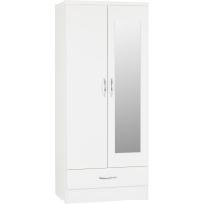 Nevada 2 door mirrored wardrobe in white