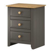 Capri carbon 3 drawer bedside