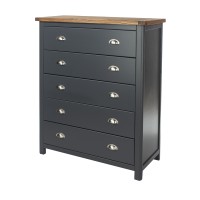 Dunkeld 5 drawer chest of drawers in midnight  blue