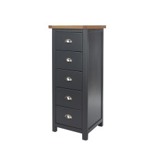 Dunkeld 5 drawer narrow chest of drawers in midnight blue