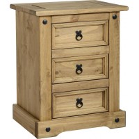 Corona 3 drawer bedside