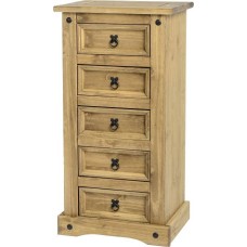 Corona 5 drawer narrow chest of drawers